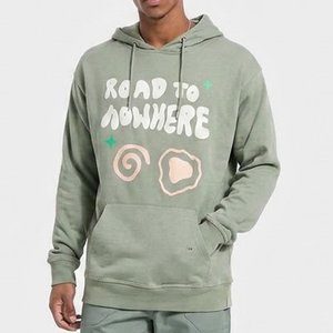 เสื้อฮู้ดผู้ชายพิมพ์ลาย Road To Nowhere พร้อมโลโก้สั่งทำยอดนิยม ผ้าฝ้ายสีเขียว เฟรนช์เทอร์รี่ สวมใส่สบายๆ ในฤดูใบไม้ร่วง - Product Image 1
