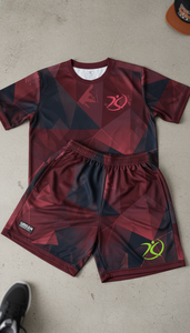 Ensemble maillot et short de volley-ball rouge rubis personnalisé en gros, uniforme d'équipe léger OEM, vêtements de sport par sublimation - Product Image 3