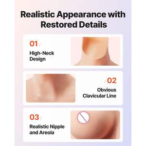 D-Cup Silicone Breastplate for Crossdressers Realistic Silk Cotton-Filled Fake <b>Boobs</b> Transgender Cosplay Drag Queen Breast Forms - Product Image 3