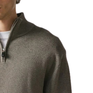 Pull tricoté pour homme à col montant et fermeture éclair courte, couleur pierre foncée, manches longues, décontracté, chaud pour l'hiver, en tricot ultra doux, qualité supérieure - Product Image 2