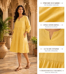 Vestido Midi de Algodón Índigo Hecho a Mano para Mujer, Estilo Bohemio Sencillo y Elegante con Ribetes y Volantes, Ropa Casual de Verano para Proveedores - Product Image 5