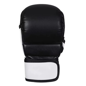 Guantes de MMA Negros Premium con Ribete Blanco, Guantes de Grappling Profesionales para Artes Marciales, Sparring, Entrenamiento de Boxeo con Palma Abierta - Product Image 2