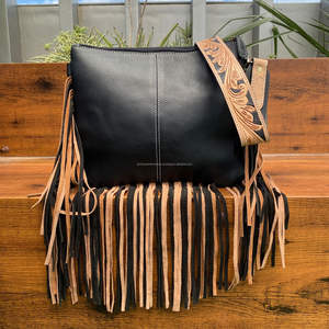 Trendy 2025 New Ladies Hand Tooled <b>Leather</b> Fringe Crossbody Bag High Quality Genuine Cowhide <b>Leather</b> Luxury <b>Handbag</b> for Women's - Product Image 5