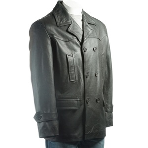 <b>Men's</b> Solid Color <b>Shearling</b> Leather <b>Jacket</b> Vintage Style Genuine Sheepskin Winter Warm Coat Customisable Wholesale - Product Image 5
