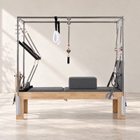 Reformer Pilates 3-en-1 avec cadre en chêne massif, barre de repose-pieds à 7 positions, machine d'exercice pour les instructeurs de Pilates indépendants
