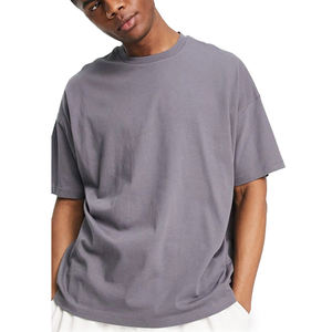 T-shirt ample à manches courtes pour homme, couleur unie, 100% coton, col rond, décontracté, longueur normale, tissu jersey - Product Image 1