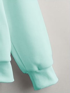 Sweat-shirt à capuche zippé unisexe en coton vintage personnalisé, vert menthe, coupe oversize, en polaire, décontracté, pour l'automne, couleur unie - Product Image 3