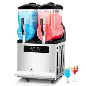 Macchina Professionale per Granita in Acciaio Inox, 2 Serbatoi da 12L, 96 Bicchieri, per Bevande Congelate - Product Image 1