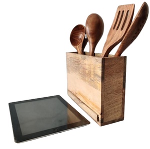 Multi-Functional Handmade Wooden Spoon Holder with <b>Tablet</b> <b>Stand</b> Premium Kitchen Utensil Organizer - Product Image 1