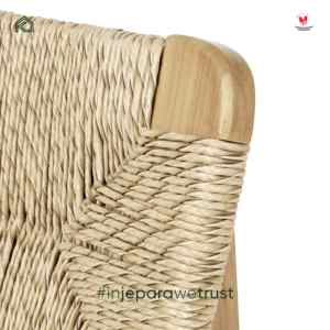 Chaise de restaurant moderne en bois massif avec dossier en corde tressée, mobilier de salle à manger écologique, style scandinave, pour extérieur et salon, Indonésie - Product Image 5