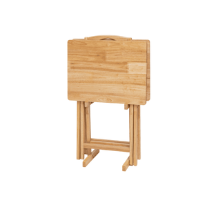 Set di 2 Tavolini Pieghevoli Moderni per TV con Ripiano Portaoggetti in Legno di Gomma Naturale 19"L X 14.5"W X 26"H per Soggiorno Uso Interno - Product Image 3