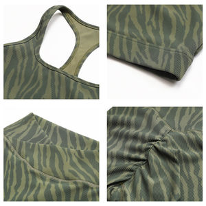 Ensemble de vêtements de yoga et de fitness pour femmes, impression personnalisée, côtelé, 2 pièces, ensemble de sport, vêtements de sport actifs, ensembles de yoga - Product Image 2