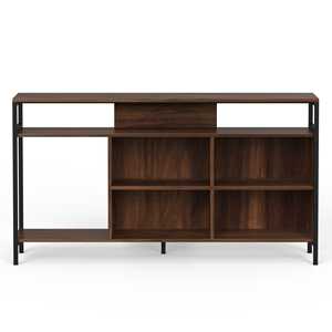 Meuble TV moderne Duskin 55 pouces avec support pour décodeur et étagères, finition érable brun - Meuble TV à monter soi-même - Product Image 5