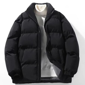 Unisex <b>Pink</b> Puffer <b>Jacket</b> Stand Collar Zipper Closure Thick Winter Casual Coat Regular Fit Polyester Wadding Solid Color - Product Image 3