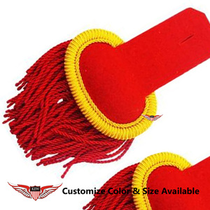 Épaulettes tressées rouges personnalisables avec bordure jaune et pompons – Accessoire d'uniforme élégant pour cérémonies et défilés - Product Image 2