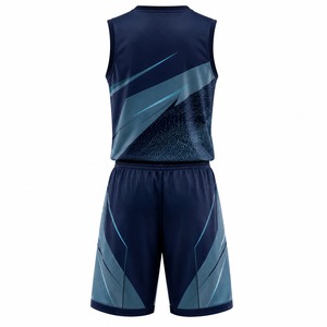 Ensemble de maillots de basket sans manches pour hommes, sublimés, unis, anti-humidité, séchage rapide, uniformes sportifs 100 % polyester, col en V - Product Image 2