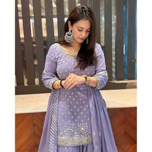 Conjunto de Top y Dupatta Plazzo para Mujer, Ideal para Fiestas - Product Image 2