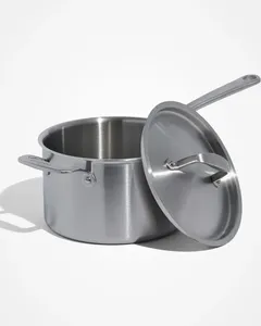 Modern Eco-Friendly Stainless Steel <b>Sauce</b> <b>Pan</b> with Heavy-Duty Base for Oil-Free Cooking and Nonreactive Surface - Product Image 3