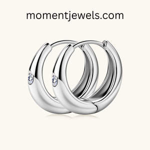 Boucles d'oreilles créoles tendance en argent sterling 925 avec moissanite pour femme, taille brillant rond, bijoux de mariage - Product Image 1