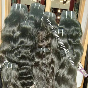 Extensiones de cabello indio humano de templo virgen 100% de alta calidad tejido de cabello crudo sin procesar de La India sin desprendimiento - Product Image 1