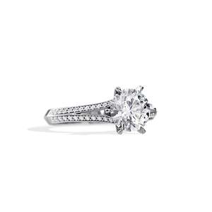 Round Brilliant Cut Diamond Engagement Ring Women's 14K Gold plated Prong Setting floral Fine Jewelry - Product Image 3