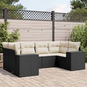 Set Divano da Giardino in Rattan PE Nero con Piedini Regolabili Grandi - Product Image 1