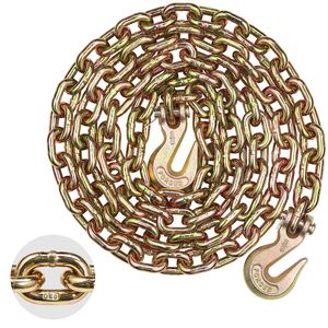 Catena di traino G80 - 3/8" x 10.3FT con ganci a forcella - 7100 libbre SWL - Per impieghi gravosi - Carico di lavoro sicuro - Per rimorchi e trasporto legname - Product Image 1