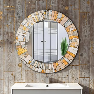 Handmade Contemporary Stone Mosaic <b>Round</b> <b>Mirror</b> REHMAN CRAFT - Product Image 3