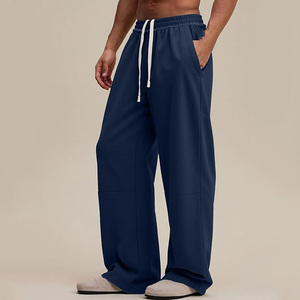 Men's <b>Black</b> Sweatpants Elastic Waist Drawstring Casual Pants With Side Pockets Breathable Knitted Cotton Autumn Wear - Product Image 4
