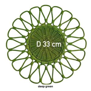 Salvamanteles Circular de Ratán Verde Oscuro Hecho a Mano, con Patrón Natural y Tejido Decorativo, para Cestas de Boda y Decoración del Hogar, 33 cm - Product Image 1