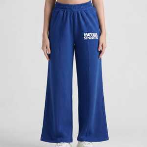 Nouveau design élégant pour femme : Pantalon de jogging décontracté à jambe large, taille haute, coupe ample, bleu, pour la détente et la mode - Product Image 4