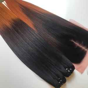 SMA Ombre Orange Color Bone Straight Long Length Mejor calidad Extensiones de cabello crudo humano vietnamita Precio al por mayor - Product Image 2