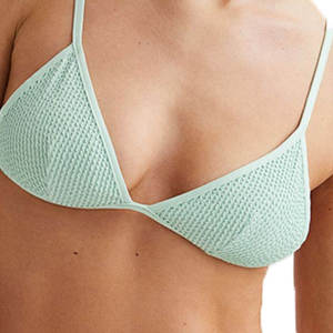 Professional Manufacturer Top Stylish Customized Design Women Solid Mint Green Ribbed Tie Side <b>Bikini</b> Spandex/Polyester Thongs - Product Image 3