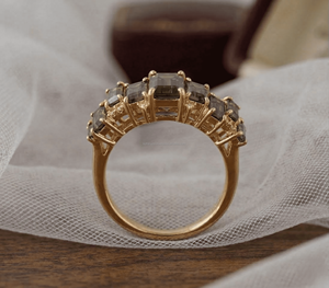 Anillos de Acero Inoxidable Modernos con Múltiples Puntas y 12 Piedras de Nacimiento de Circonita Cúbica Dorada, Regalo de Cumpleaños - Product Image 2