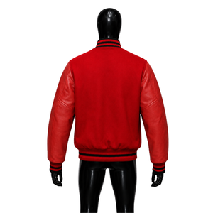 Veste universitaire en laine rouge, col rabattu, coupe classique, couleur unie, pour l'automne, qualité supérieure, douce, chaude, confortable, élégante, tendance - Product Image 2