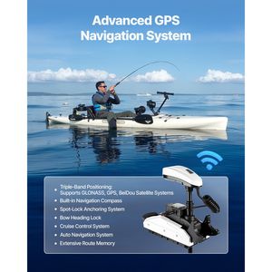 Motore Elettrico da Trolling per Acqua Salata con Fissaggio a Prua, 55 libbre di Spinta, GPS, 10 Velocità, Telecomando, LCD - Accessori per Motori Fuoribordo - Product Image 3