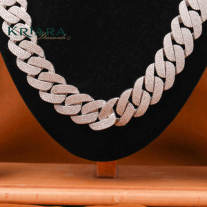 Moissanite <b>Statement</b> <b>Necklace</b> S925 Silver Rhodium Plated Link Chain Men's Hiphop Jewelry - Product Image 4