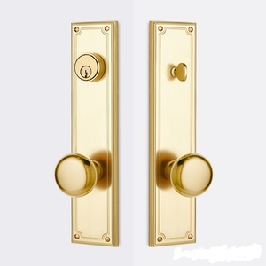 Modern Solid Brass Door <b>Knob</b> Plate Passage Privacy Shiny <b>Gold</b> Furniture Handle Traditional Dummy Design Eco-Friendly Antirust - Product Image 3