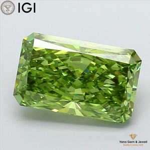 Diamant de laboratoire CVD de 5,02 carats, taille Radiant, avec certificat IGI, couleur vert vif fantaisie, clarté VS1, pour fiançailles personnalisées - Product Image 1