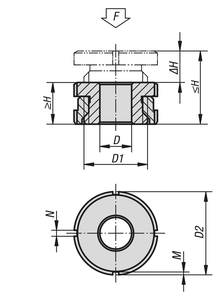 Élément de nivellement K0694, forme basse, D=4,5, acier inoxydable, D2=25 - Product Image 3