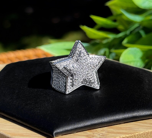 Star Moissanite <b>Mens</b> <b>Ring</b> White Gold Statement <b>Ring</b> Iced Out Hip Hop Jewelry Luxury Fashion <b>Ring</b> Gift - Product Image 5