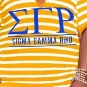 เดรสลำลองไซส์ใหญ่ลายทางคอวี Sigma Gamma Rho แบบสั้น แขนสั้นสำหรับผู้หญิง แฟชั่นลำลอง สั่งทำได้ OEM ODM - Product Image 6