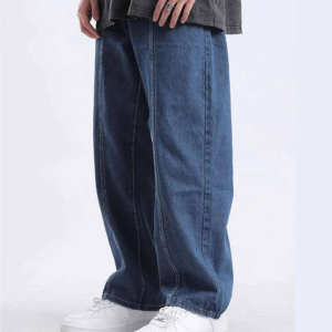 กางเกงยีนส์เดนิมทรงตรงเอวกลางสำหรับผู้ชาย คุณภาพสูงแบบ OEM ขนาดสั่งทำพิเศษ ตกแต่งกระเป๋าขนาดใหญ่ พิมพ์ลาย สกินนี่ - Product Image 4