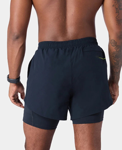 Lightweight Men's Solid Color Quick Dry Breathable Spandex/Cotton Sport Shorts Pockets Elastic Waist <b>Mid</b> Length Running Workout - Product Image 2