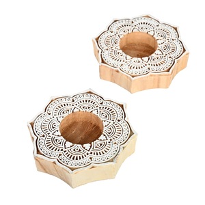 Support de bougie rustique fait main en bois naturel, centre de table pour bougies chauffe-plat, décoration intérieure, cadeau pour mariage et événements, objet décoratif - Product Image 2