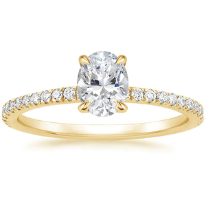 Anillo de Compromiso de Oro Amarillo con Diamante Cultivado en Laboratorio Certificado por IGI, Corte Ovalado, Engaste de Puntas, Banda Pavé, Joyería Fina Clásica para Mujer - Product Image 2