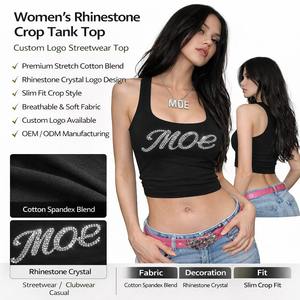 Camisetas Personalizadas con Pedrería para Hombre, Fabricación de Camisetas Y2K, Camisetas de Lujo de Algodón, Camisetas Cortas para Mujer, OEM - Product Image 2