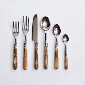 Ensemble de couverts en acier inoxydable de grande qualité à prix raisonnable avec manche en bois, fourchette, couteau, cuillère, pour la cuisine et la salle à manger - Product Image 2