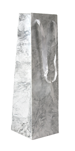 Bolsa de Vino Ecológica de Papel de Algodón Reciclado Hecho a Mano de Alta Calidad con Asa de Cinta y Estampado Metálico Plateado con Diseño de Mármol - Product Image 3