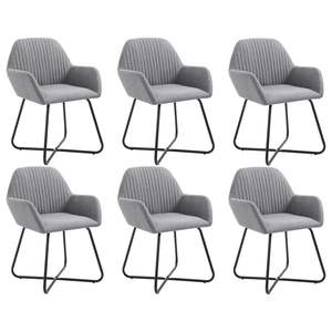 Juego de 6 Sillas de Comedor de Tela Gris Claro con Acero con Recubrimiento en Polvo, Elegantes y Duraderas para Decoración del Hogar - Product Image 1